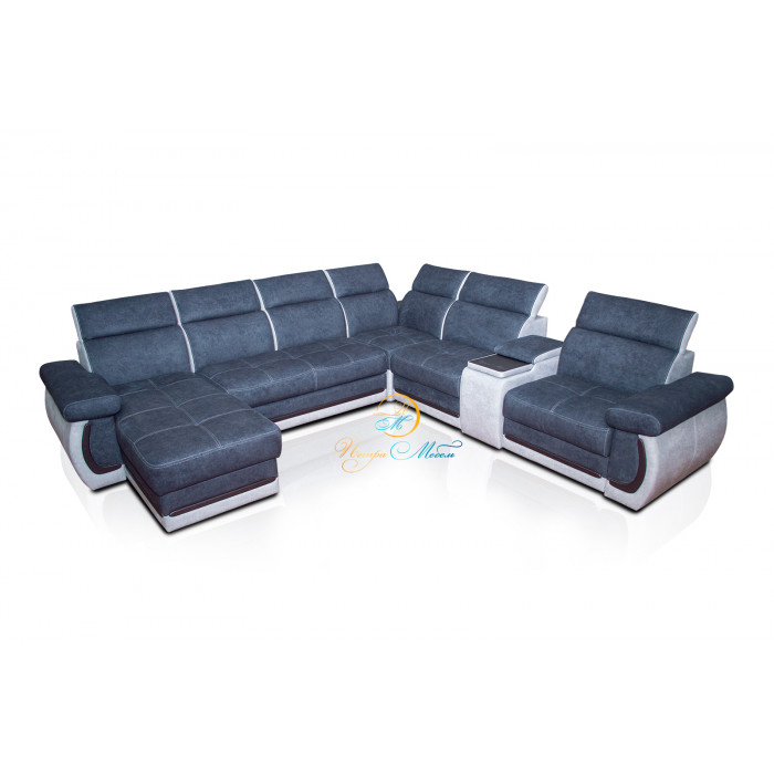 Угловой п-образный модульный диван Браво Люкс (темно-серый)