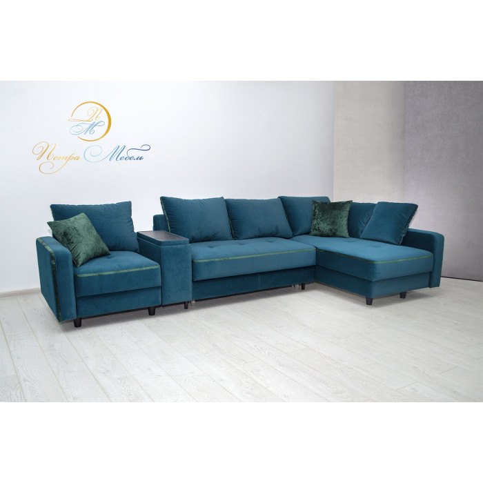Угловой модульный диван Верона Комфорт (сине-зеленый)