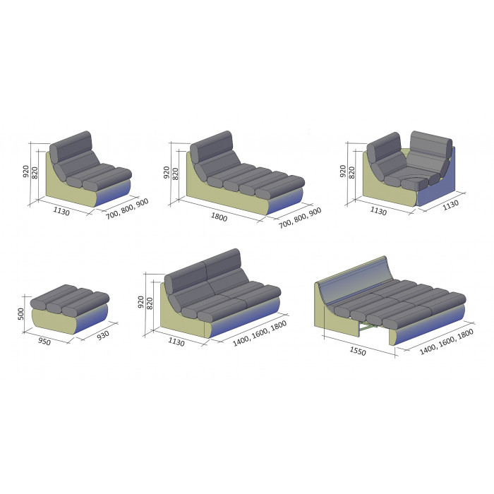 Угловой модульный диван Рио (стальной)