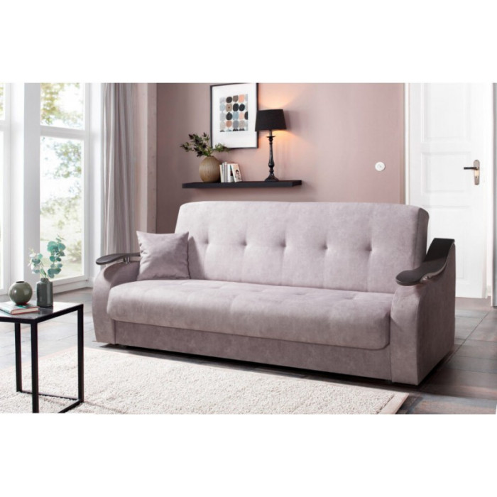 Диван Лаура (розовый, с подлокотниками)