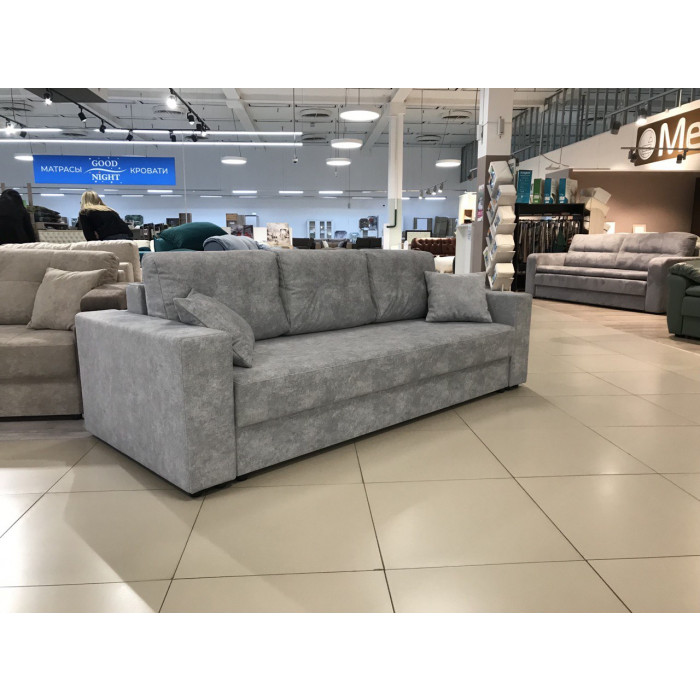 Диван Лоренсо прямой с полкой в подлокотнике (серый)