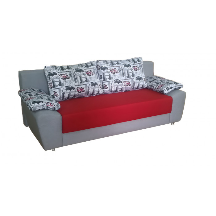 Диван Алексис прямой (серо-красный)