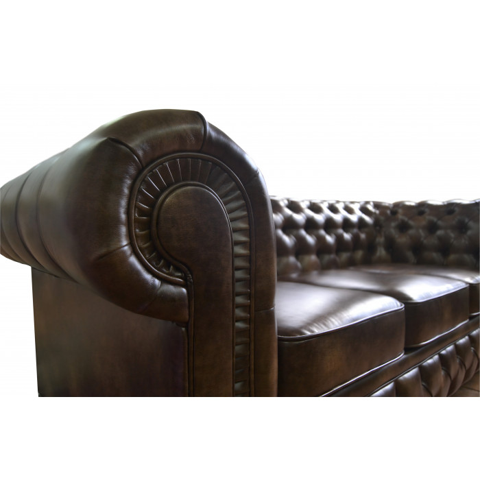 Диван Честерфилд прямой (коричневый)