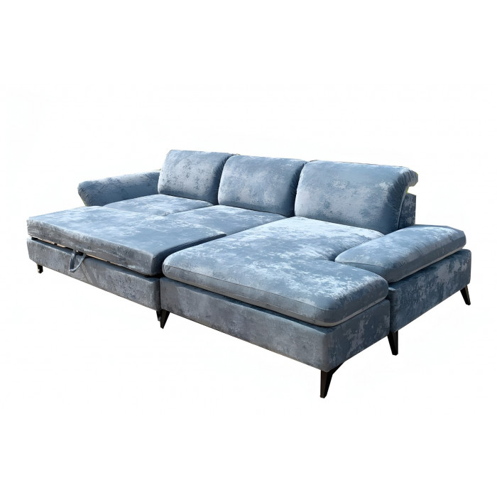 Диван Саманта с шезлонгом (синий)