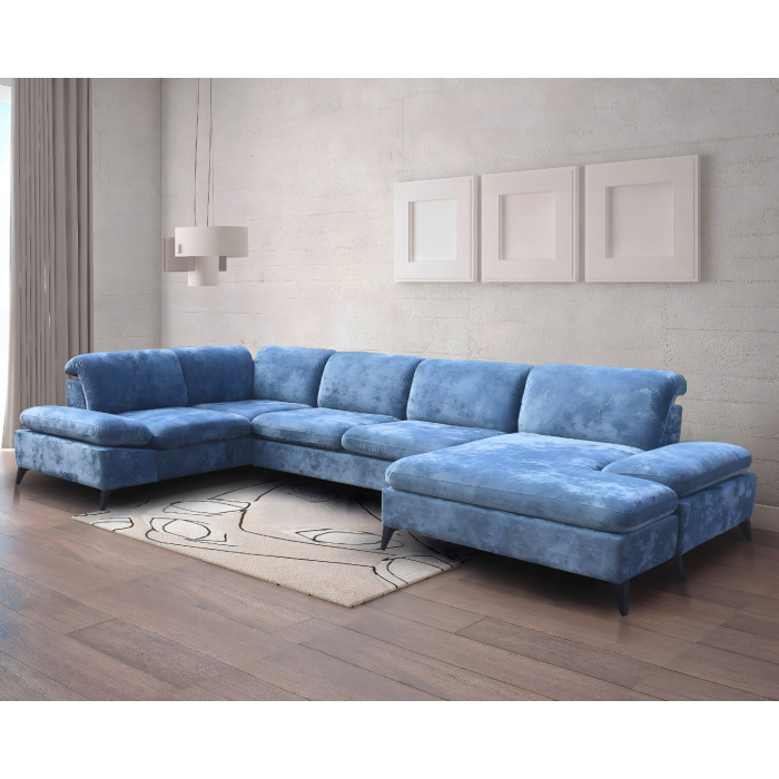 Диван Саманта с двумя углами (синий)