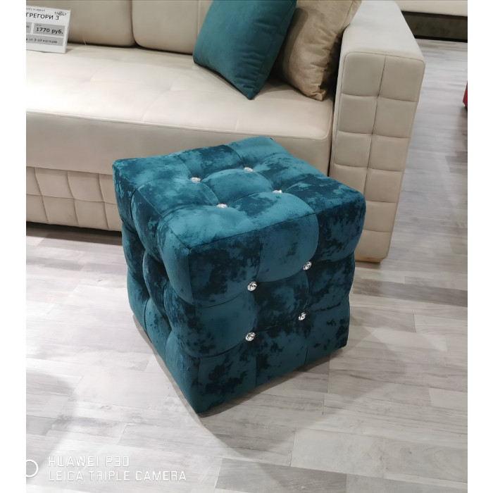 Пуф Кубик со стразами (изумрудный)