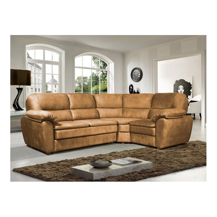 Диван Лотос, раскладной (правый, желто-коричневый)