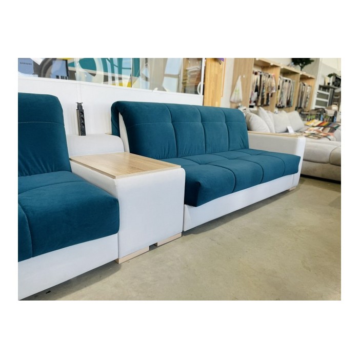 Диван Валенсия 80+160 (ППУ, белый, синий)