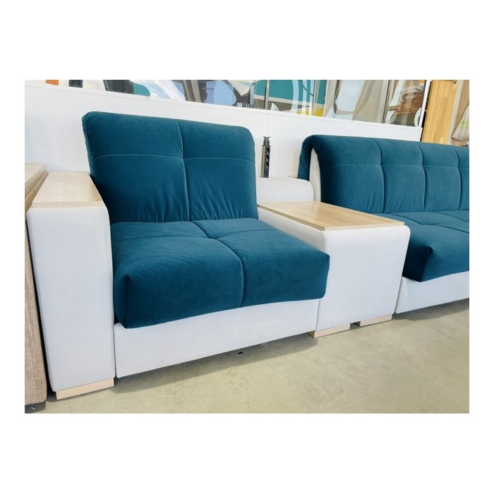 Диван Валенсия 80+160 (ППУ, белый, синий)