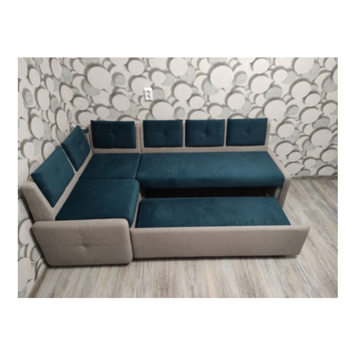 Диван Оскар со спальным местом (бирюзовый, серый)