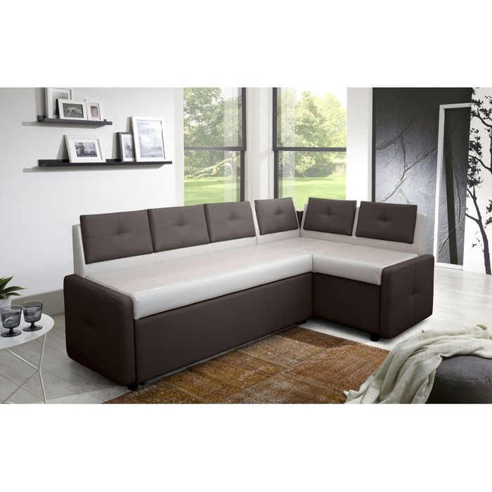 Диван Оскар со спальным местом (коричневый, кремовый)