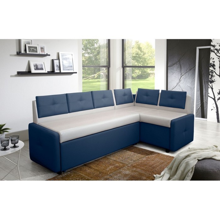 Диван Оскар со спальным местом (синий, кремовый)
