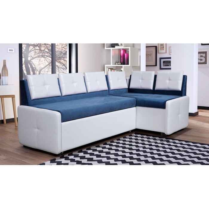 Диван Оскар без спального места (белый, синий)