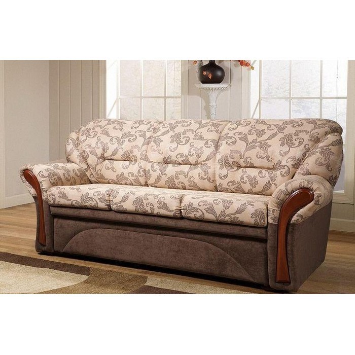 Диван Дели 3-х местный раскладной (коричневый, бежево-белый)