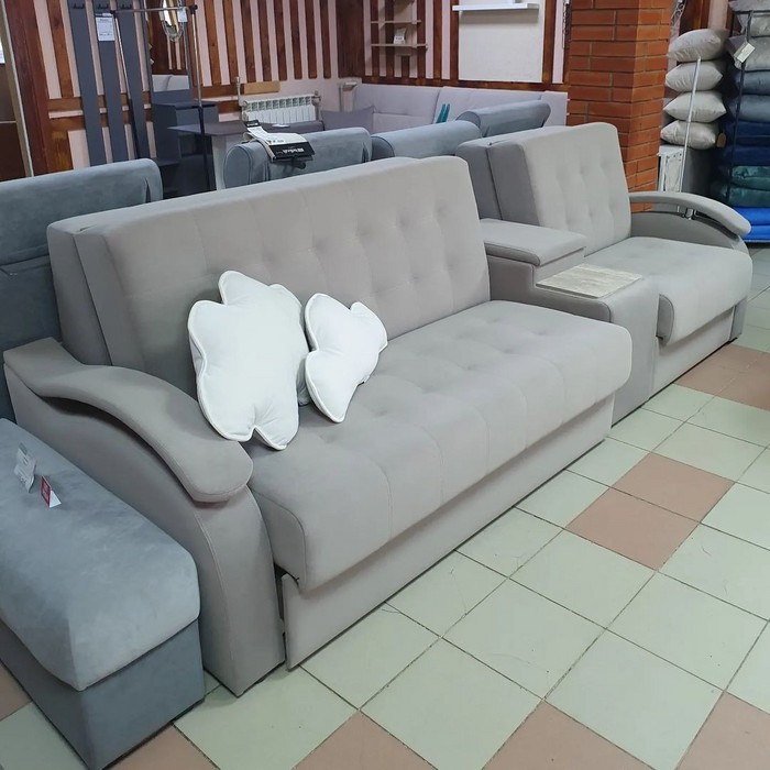 Прямой диван Аккорд Плюс (светло-серый)