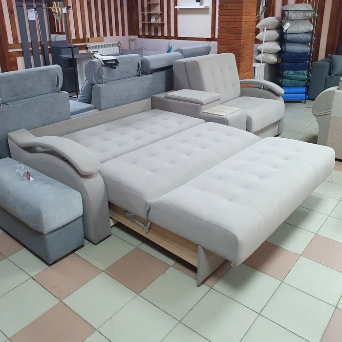 Прямой диван Аккорд Плюс (светло-серый)